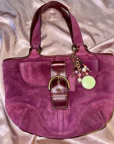 バッグ Vintage Coach Soho small satchel purple Vintage Coach Soho Pleated Lilac Leather Satchel HTF | Depop