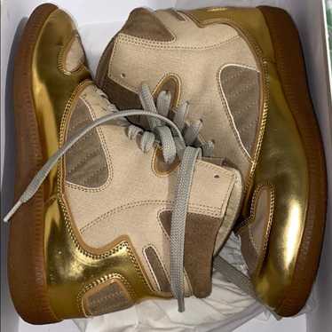 Maison Margiela スニーカー ゴールドx黒 2007425J0167 Chunky Suede Sneakers Gold Zipper Designer Shoes Black