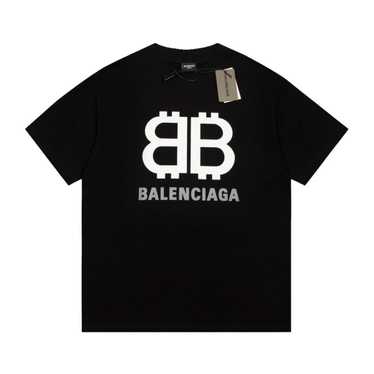 バレンシアガ Black Rainbow BB Fitted T-Shirt Balenciaga Rainbow Embroidered Logo Black Tee Shirt Size