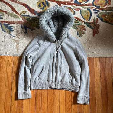 ジャケット・アウター 60s-70s euro vintage fur hoodie jacket Vintage GAP Faux Fur Lined Zip Up Hoodie Jacket White