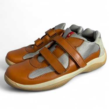 靴 Prada Velcro Leather Shoes Brown Prada Sport Brown Leather Double Velcro Low Top Sneakers
