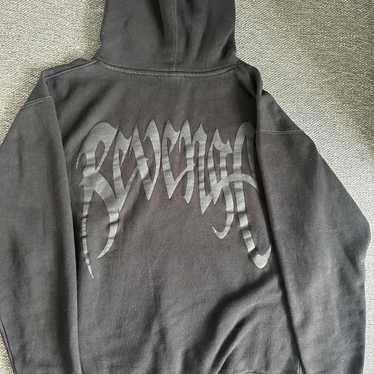 【REVENGE】STONE GREY ALLOVER EMBROIDERED LOGO HOODIE Revenge Arc Logo Hoodie Gray - Buy at Hypeneedz