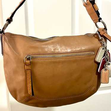 バッグ OLD COACH Soho brown Leather Handbag Coach SoHo Brown Leather Buckle Double Pocket Satchel Tote