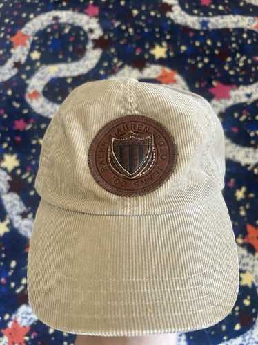 帽子 90s polo RalphLauren corduroy cap VTG Polo Ralph Lauren Sport Hat Corduroy Bear Leather Strap