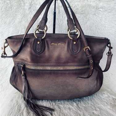 【最高級レザー❗️】miumiu 2way leather bag ブラウン 2025年最新】miumiu ミュウミュウ 2WAYショルダーバッグ