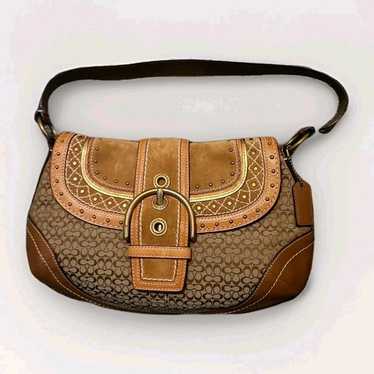 美品　Coach y2k Soho Suede Leather Shoulder RARE! Vintage Y2K Coach Suede Brown Mini Soho Shoulder Bag