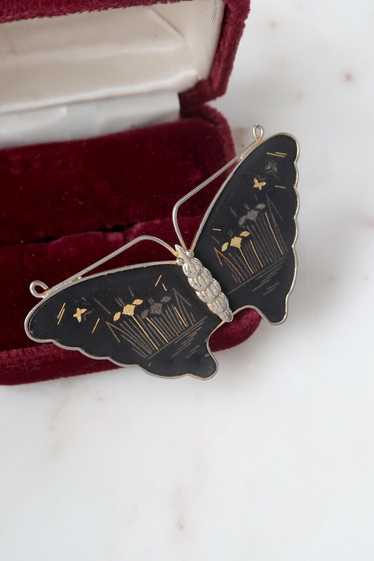 Vintage japanese damascene brooch - Gem