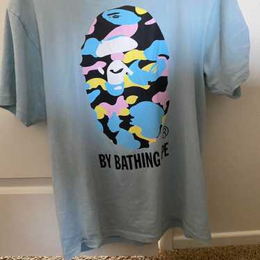 APE BAPE KAWS MULTI CAMO SHARK ロンt tシャツ BAPE × kaws cloud camo Work shirt Gray Short Sleeve A