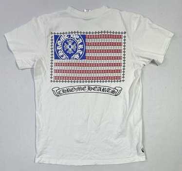 入手困難◆送料込♪【CHROME HEARTS】USA フラッグ 半袖 T shirt クロムハーツ USAフラッグ トリプルクロスロゴ 半袖Tシャツ