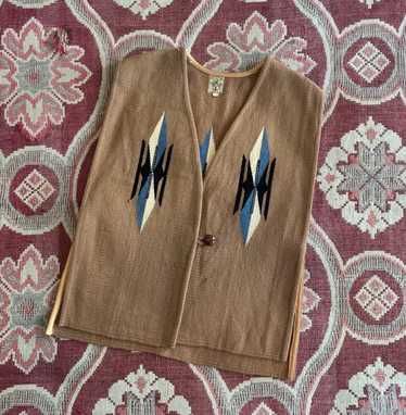 【正規品】ORTEGA'S CHIMAYO VEST size.38 Ortega's Vtg Chimayo Pattern Wool Vest Navy 2 Pockets Size