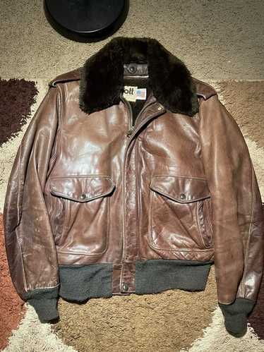 ジャケット・アウター 80s schott A-2 real leather bomber jkt A-2 Flight Jacket