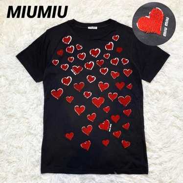 六月まで出品❗️【miu miu 美品】ハート柄 ブラック Tシャツ 六月まで出品❗️【miu miu 美品】ハート柄 ブラック Tシャツ