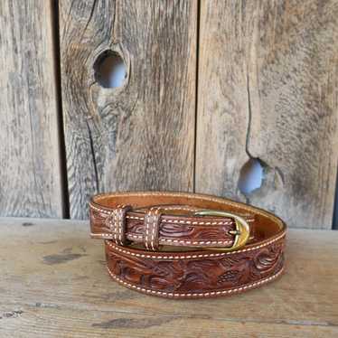 70s western leather belt - Gem