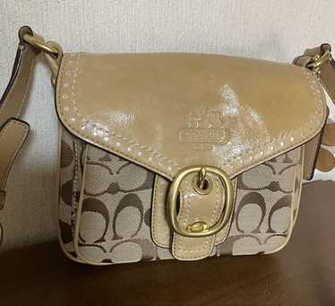 バッグ COACH Bleeker Legacy Soho Hand Bag Rare Coach Bleeker Black Leather Legacy Brown Signature Flap