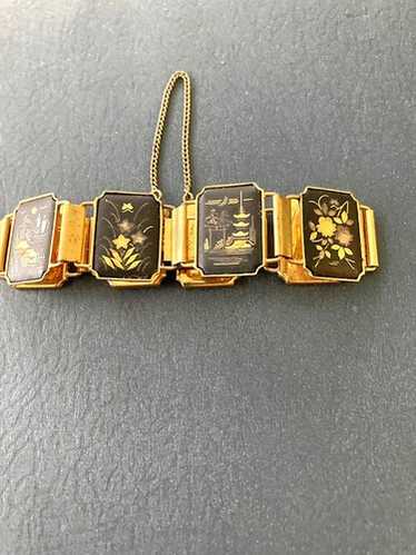 アミタ 象嵌細工 24Kゴールド& シルバー 6パネル レディースブレスレット Amita japan damascene bracelet - Gem