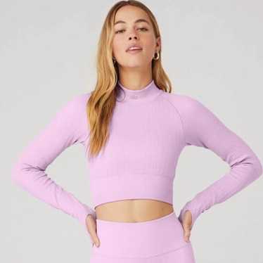 alo yoga AIRBRUSH pink sugar XXSサイズ Semi-Sheer Seamless Cable Knit High-Waist Legging