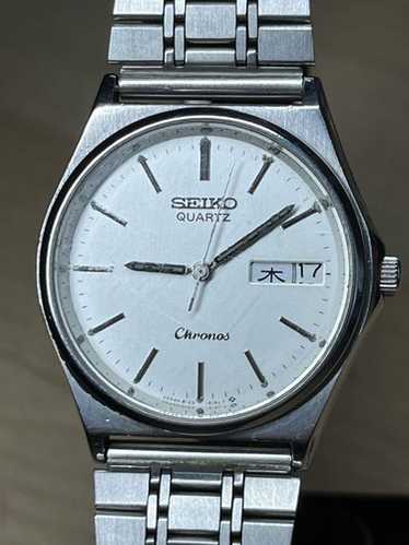 時計 SEIKO CHRONOS QUARTZ 8123-6120 SUWA Vintage Seiko Chronos 8123 6120 Black Dial Men Quartz