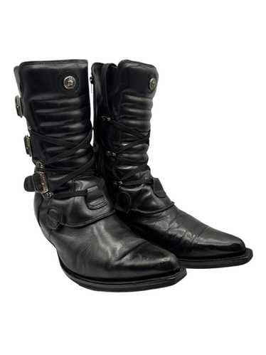 靴 new rock westen cowboy boots NEW ROCK Elegant Black Western Boots with Metal Accents