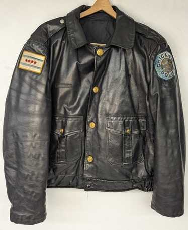 CHICAGO POLICE本革レザージャケットvintage Vintage Kale Chicago Uniform Police Leather Bomber Jacket 38