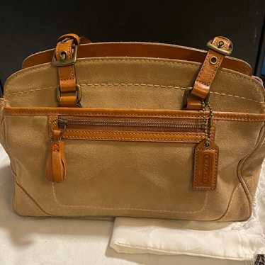 vintage coach old Suede soho ソーホー 茶 Vintage COACH SOHO Tan Suede With Brown Leather and Brass
