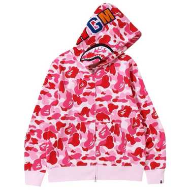 ピンク フード付き クロップドパーカー BAPE A BATHING APE（アベイシングエイプ）の「BAPE STA CROPPED ZIP