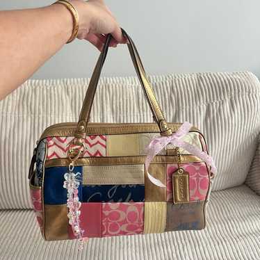 バッグ Rare COACH Patchwork Mini Bag Pink Patchwork Vintage Coach Shoulder Bag - Coach Bag - Trendy