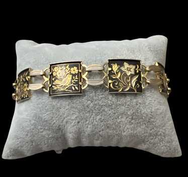 アミタ　象嵌細工　24Kゴールド& シルバー　6パネル　レディースブレスレット Damascene bracelet 24k gold - Gem