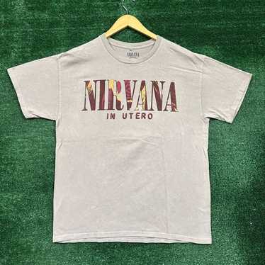 NIRVANA Tシャツ L 白 IN UTERO 1993 GILDAN Vtg Nirvana In Utero Shirt 1993 Giant Tag Rock Band Tee Kurt