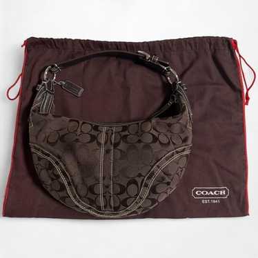 COACH One Shoulder レザー ハーフムーン　ブラウン　本革 希少✨コーチ ワンショルダーバッグ レザー スタッズ ハーフ