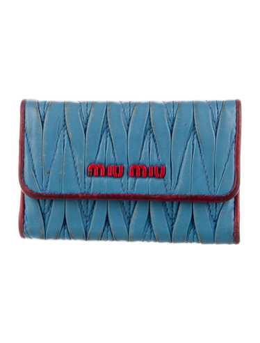 【関税&送料込】Miu Miu Cerulean Blue Leather Keyring Miu miu keychain -- - Gem