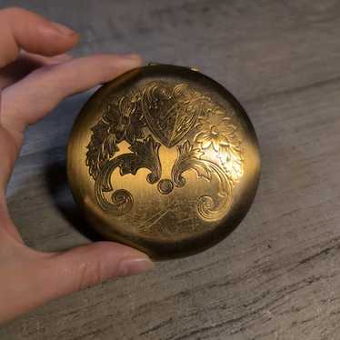 1950s 英国 アンティーク パウダーコンパクト Vintage Max Factor Powder Compact English Garden Pocket