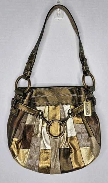 バッグ Coach Suede Masaic Patchwork Duffel RARE Coach Patchwork Brown Leather Suede Duffel Shoulder Bag