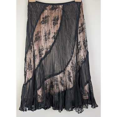 Vintage Y2K Cache Lace Mesh Overlay Skirt Black M