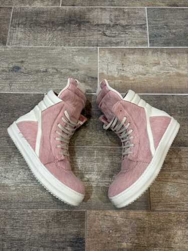 靴 Rick owens geobasket pink Geobasket leather high-top sneakers in pink - Rick Owens