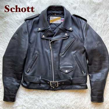 希少サイズ✨【米国製】schott シングルライダース 42サイズ　黒 大きめサイズ】Schott（ショット）シングルライダースサイズ42