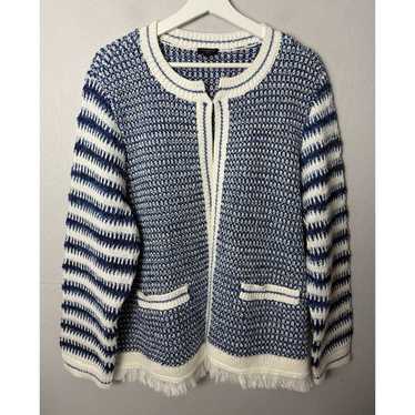 Talbots Plus Size 2x Mixed Texture Fringe Hem Ope… - image 1