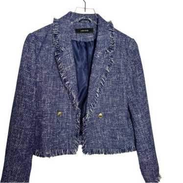 Zara Blue Frayed Tweed Jacket - Gem