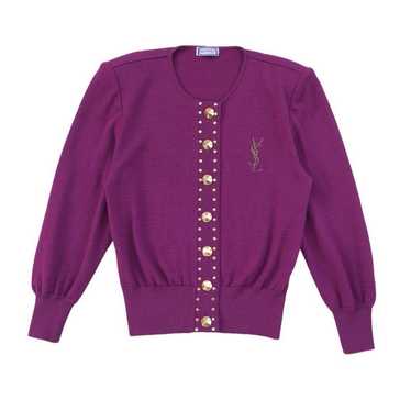 80年代 YSLカーディガン 80s Yves Saint Laurent グレー ビンテージカーディガン