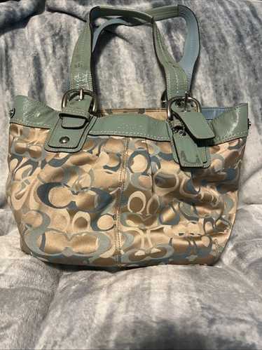 バッグ Coach Soho Optic Signature Hand Bag AUTH Coach Soho Signature Flap Hobo Bag • Size: W13” x H8” x