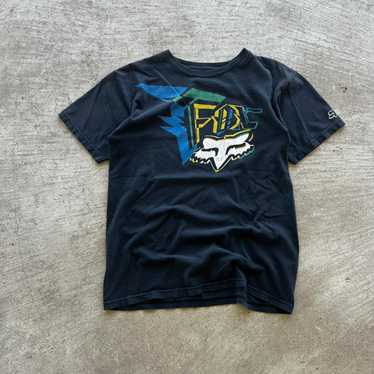 00s y2k FOX レーシング Tシャツ ピチT archive Vintage Y2K Fox Racing Adult T Shirt L Large Mens Blue Black