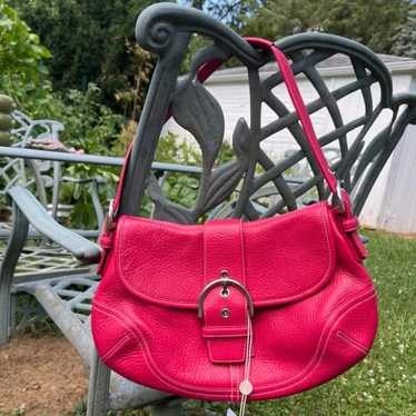 美品 1642 Coach Soho ワンショルダーバッグ シボ革 ピンク 極希少] COACH ワンショルダー SOHO マイクロシグネチャー