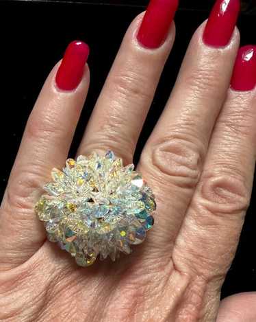 Vintage Vendome AB Crystal Dome Cocktail Ring Adju