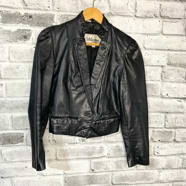 Vintage 80s Leather Puff Sleeve Jacket - Gem