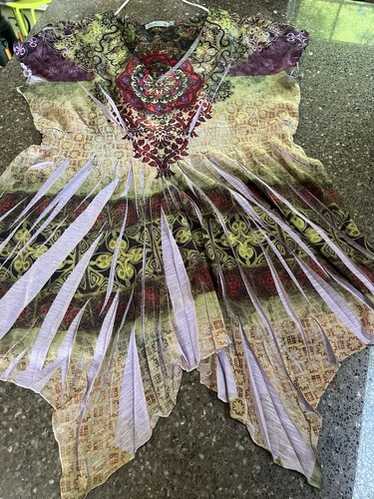 Unity World Wear Pleated Multicolor Patterned Boh… - image 1