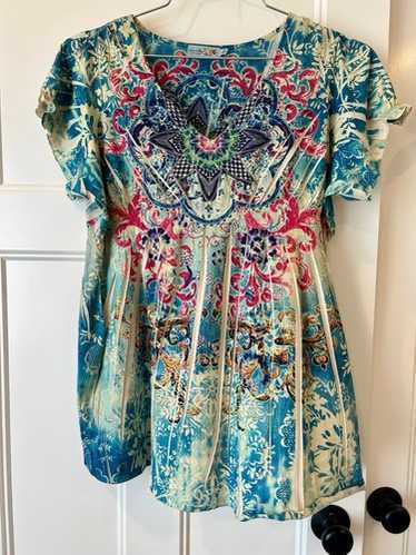 Unity World Wear  Multi-Color Boho w/Flutter Slee… - image 1