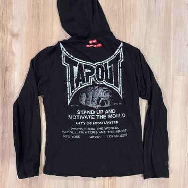 tapout パーカー Vintage Tapout Hoodie Mens Black Full Zip Hooded Jacket Iwo