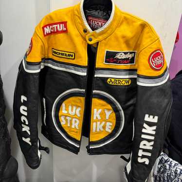 Lucky Strike Leather Jacket 【値下げ交渉 有】 Lucky Strike Leather Jacket in Red and Black – Motorcycle