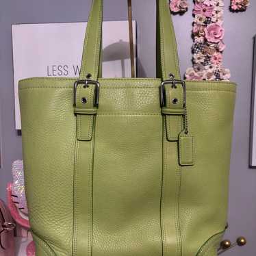 Rare Vintage Coach Crosby Bag Green コーチ Vintage Rare Coach Large Green Leather Crossbody Shoulder