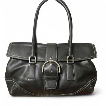 バッグ Vintage Coach Leather Hampton Soho Bag Coach Hamptons SOHO Black Leather Large Shoulder Bag #M0951
