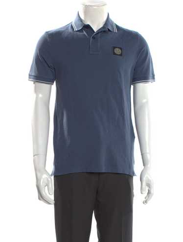 Stone Island Polo Shirt Blue Embroidered Accent & 